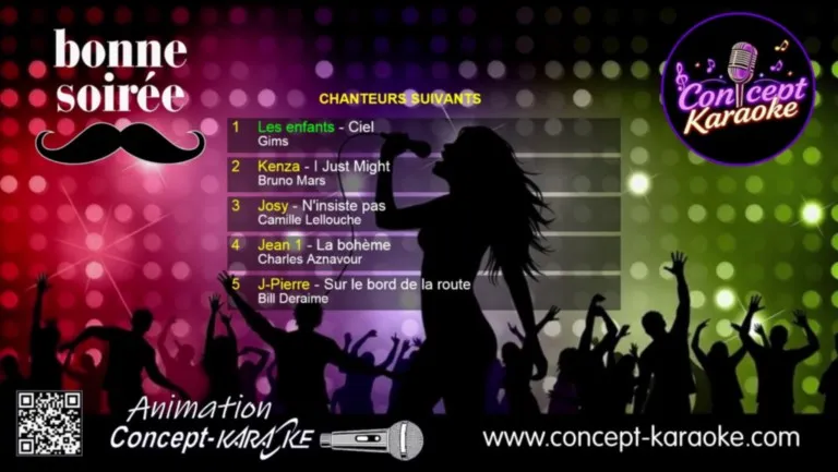 Ecran annonce chanteurs